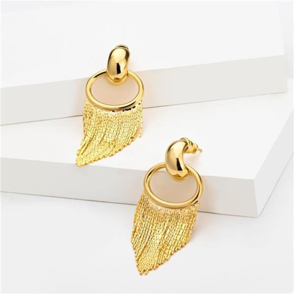 18K Gold-Plated Fringe Chain Earrings